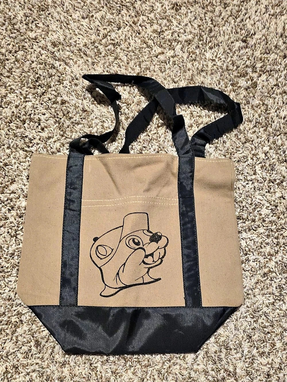 Buc-ee's Small Canvas Tote Bag Brown & Black